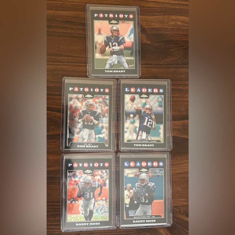 Tom Brady Randy Moss 2008 Topps Chrome Football Cards - Bundle of Five Cards
